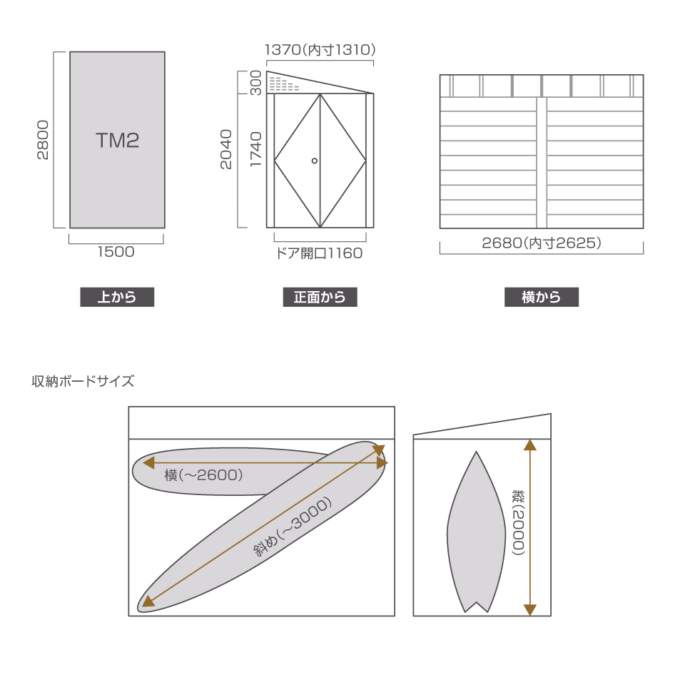 TM2 ボードプラス の寸法図
