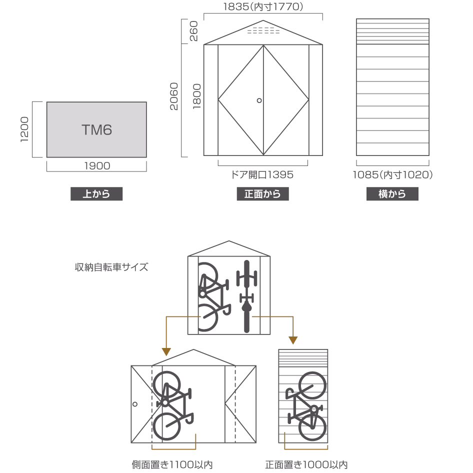 TM6 サイクルプラス の寸法図