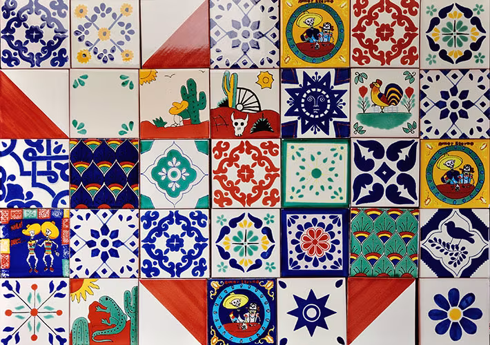 ボウクスのハンドメイドMEXICAN TILEタイルを使った空間
