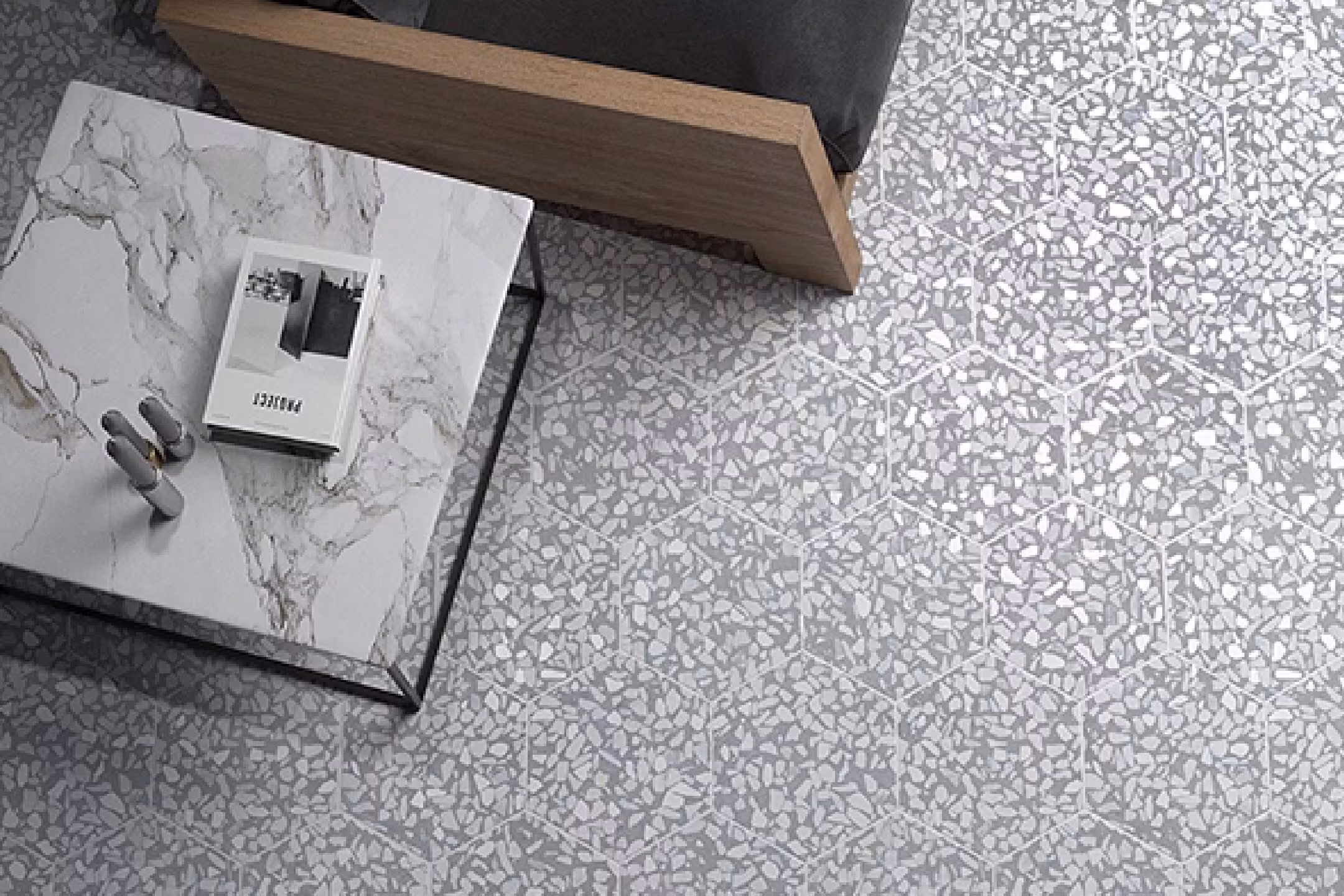 ボウクスのテラゾー仕上げTERRAZZO HEXタイルを使った空間